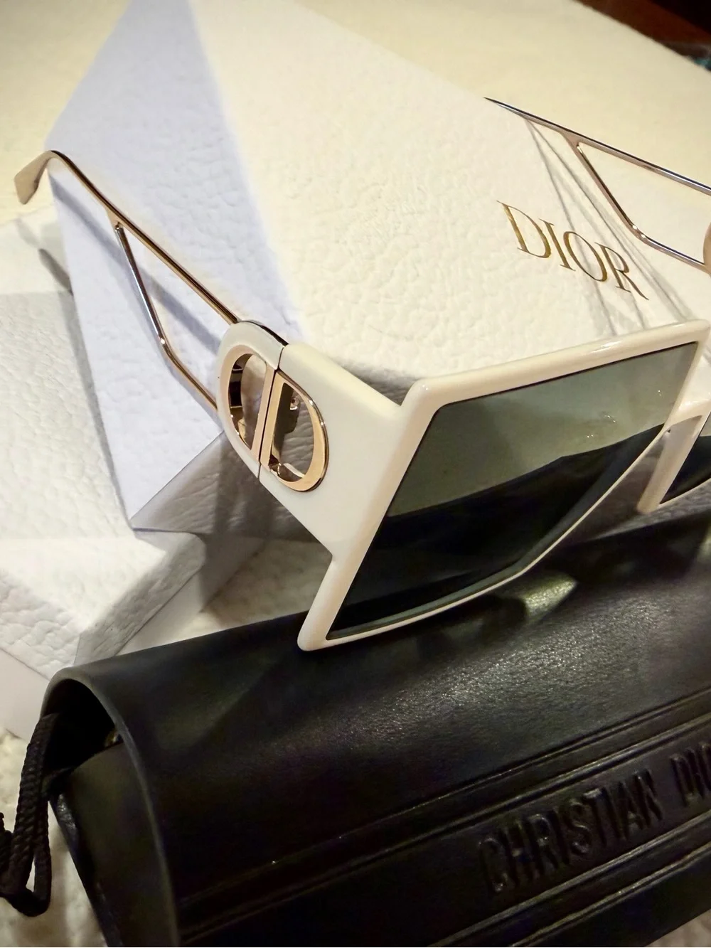Christian Dior in Neutrals Acetate Oversize Sunglasses with Gradient Lenses